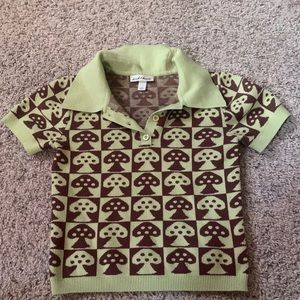 Juniors Groovy Printed Short Sleeve Sweater Polo